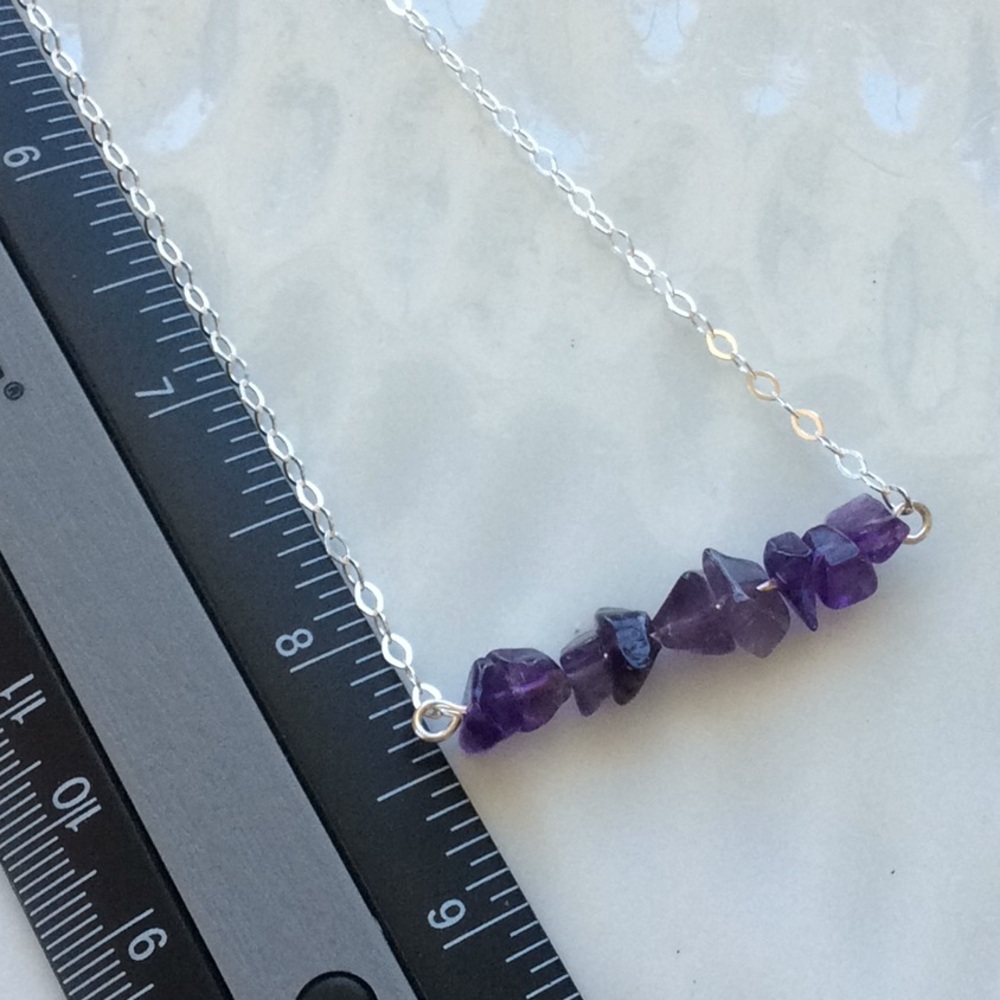 Sterling Silver and Amethyst Necklace 17” inches - Picture 3 of 4